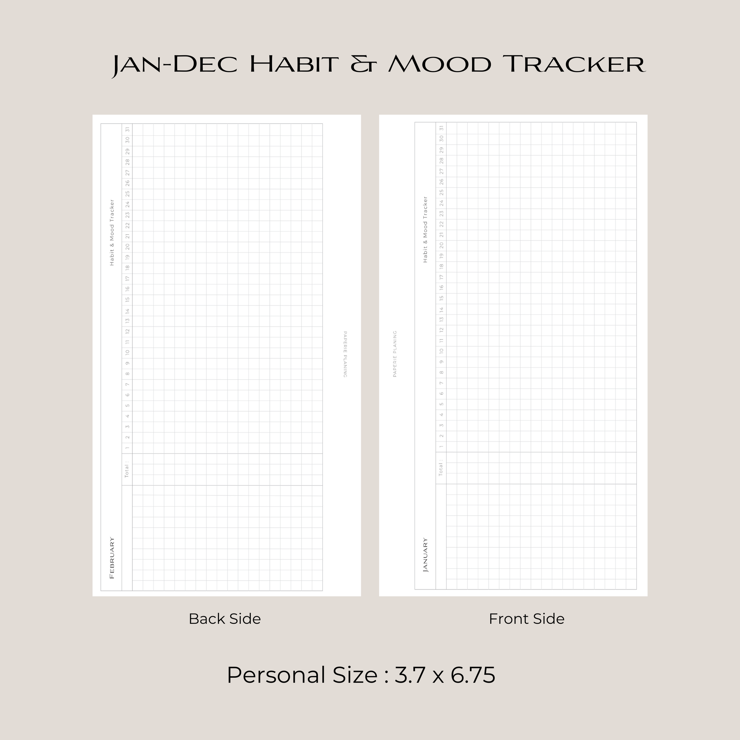 Jan-Dec Habit & Mood Tracker Inserts