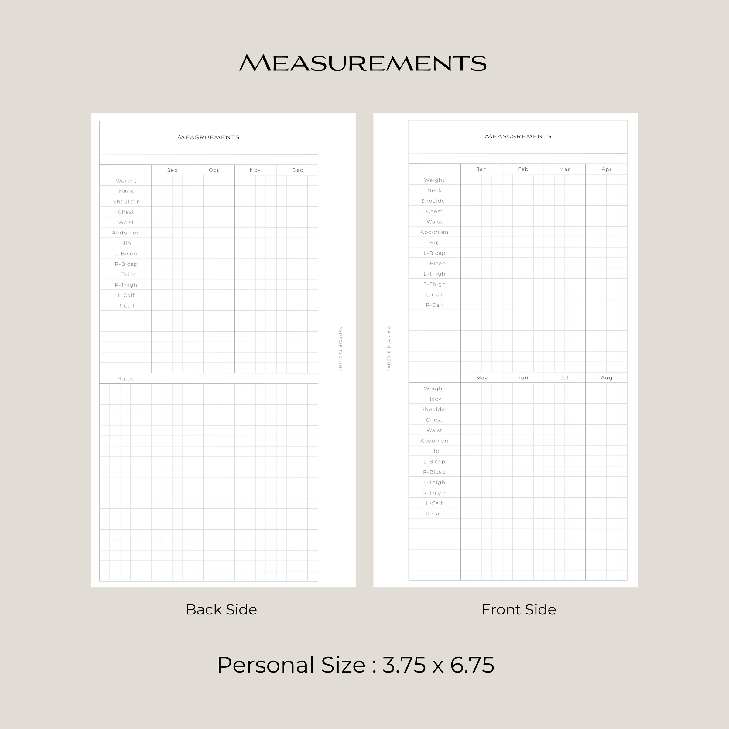 Measurements Inserts