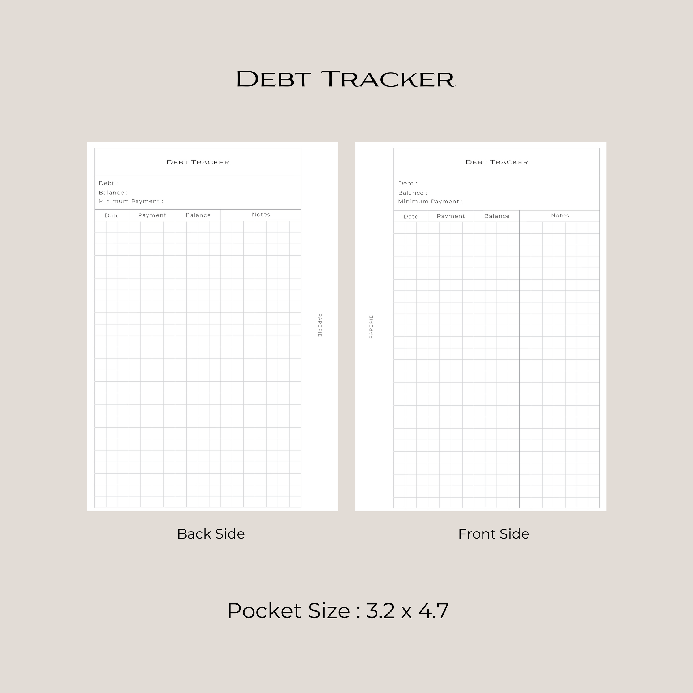 Debt Tracker Inserts