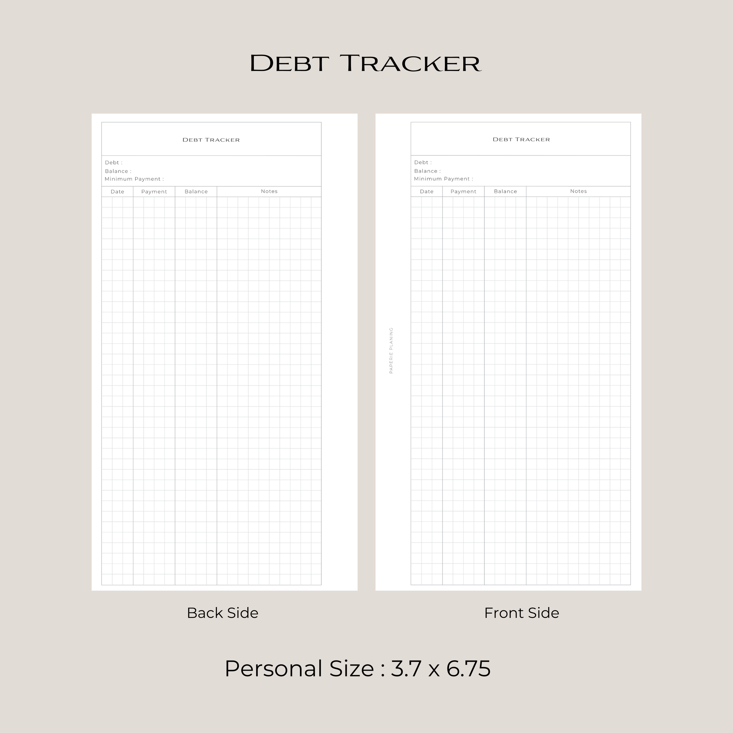 Debt Tracker Inserts