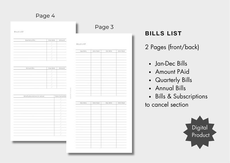 Bills List Inserts