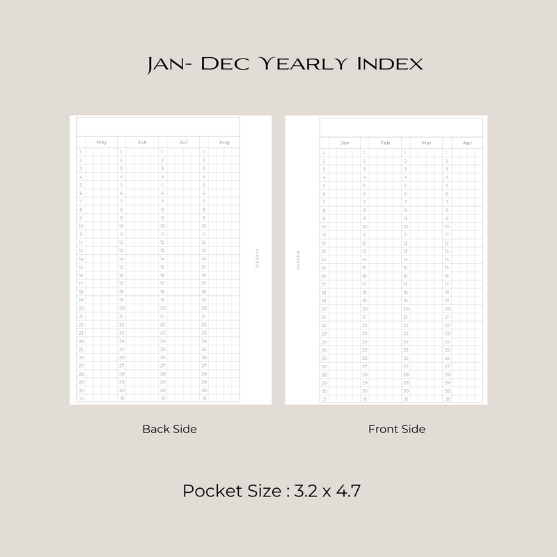 Jan-Dec Yearly Index Inserts