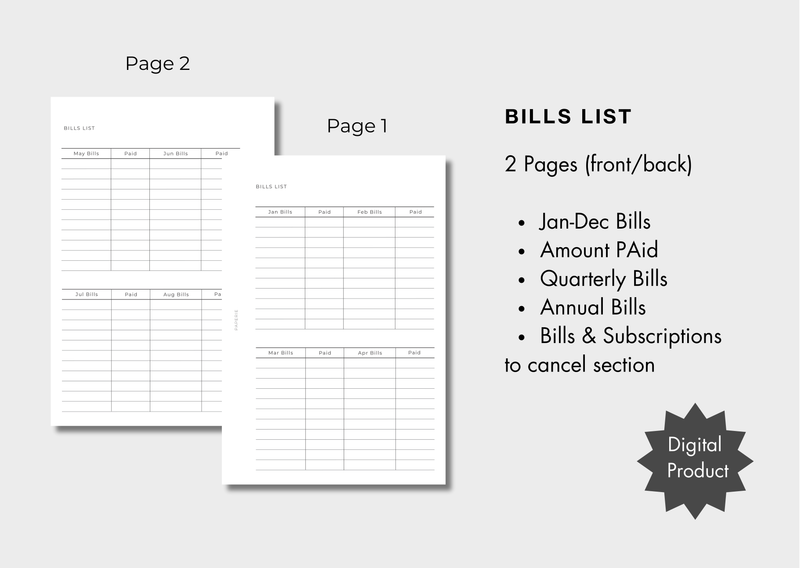 Bills List Inserts