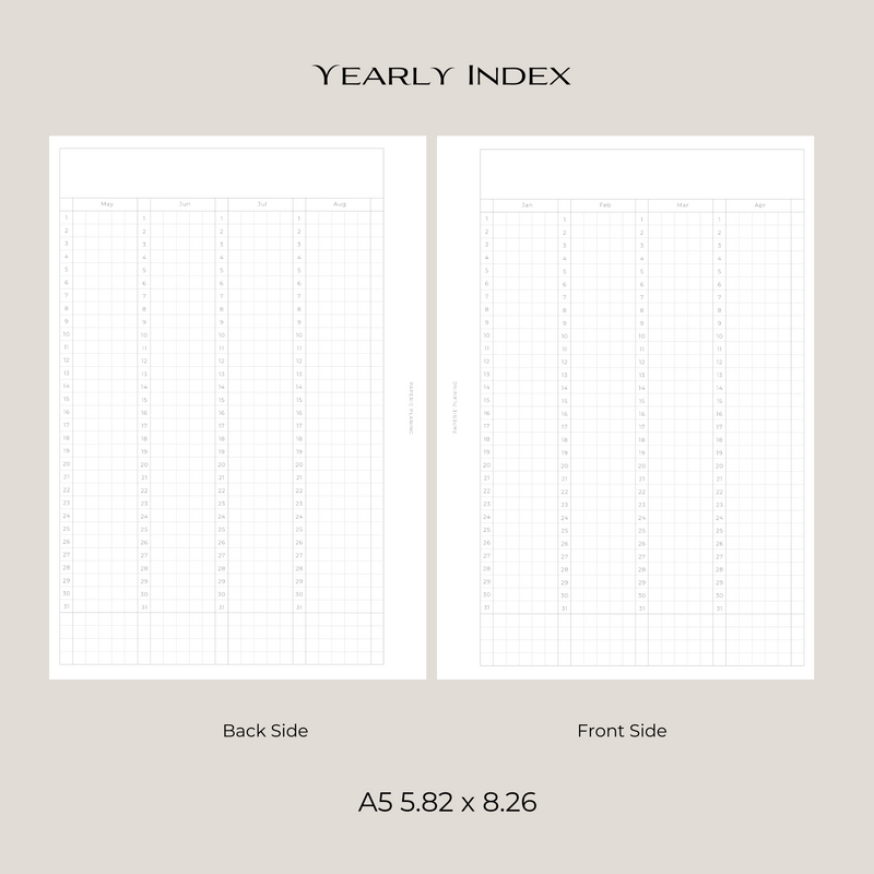 Jan-Dec Yearly Index Inserts