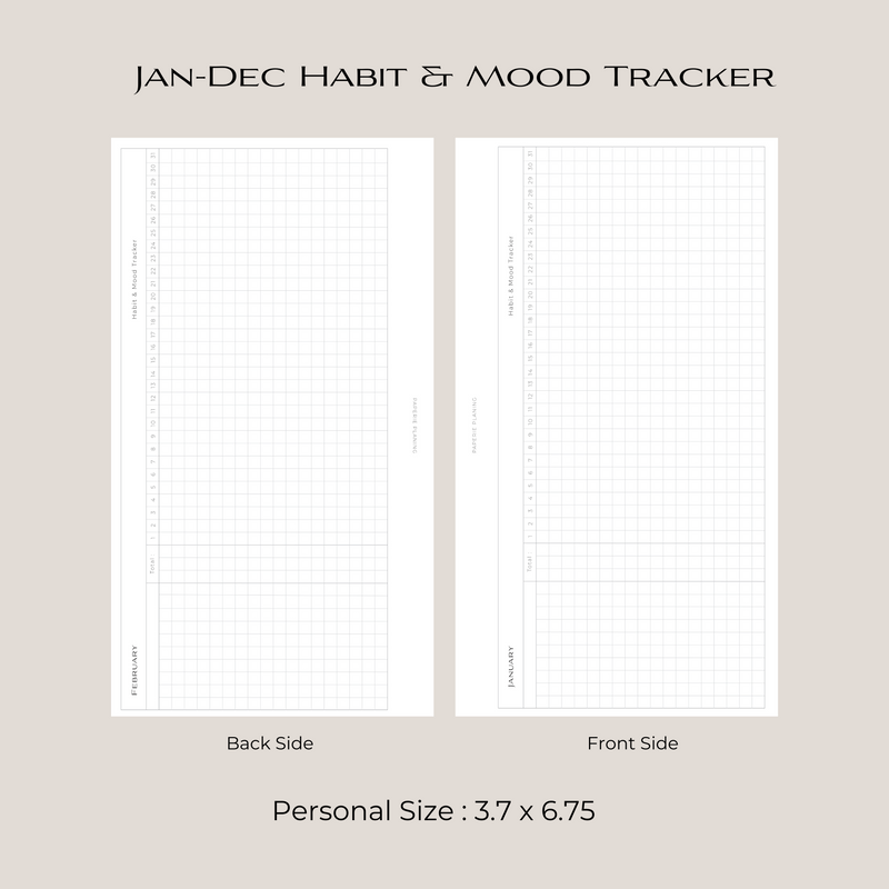 Jan-Dec Habit & Mood Tracker Inserts