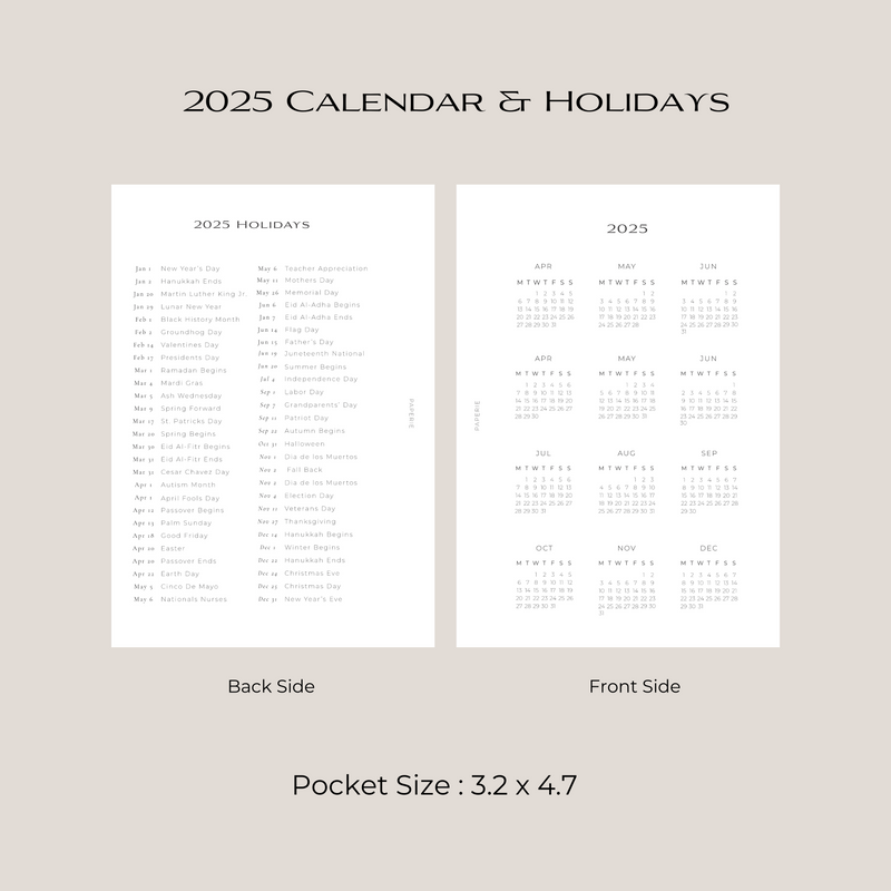 2025 Calendar & Holiday Inserts