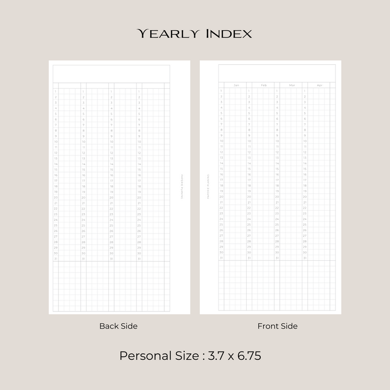 Jan-Dec Yearly Index Inserts