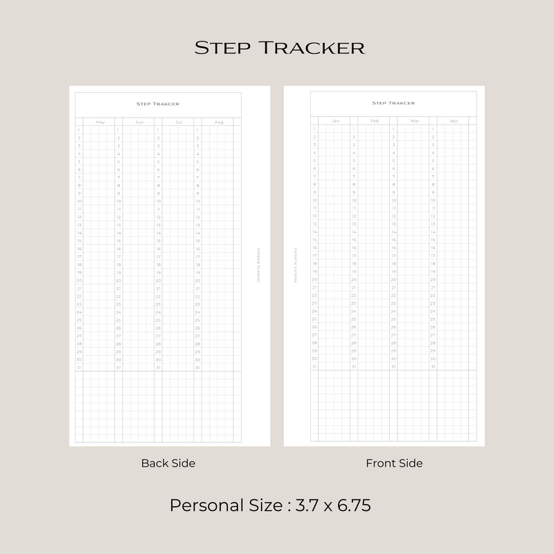 Jan-Dec Step Tracker Inserts