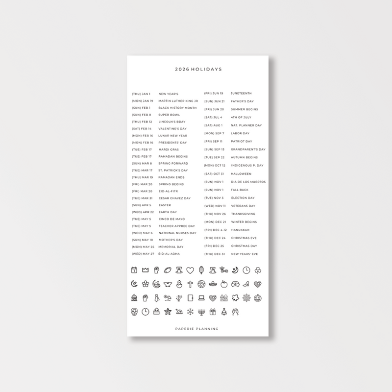 2026 Holiday Sheet