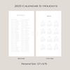 2025 Calendar & Holiday Inserts