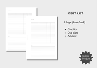 Debt List Inserts