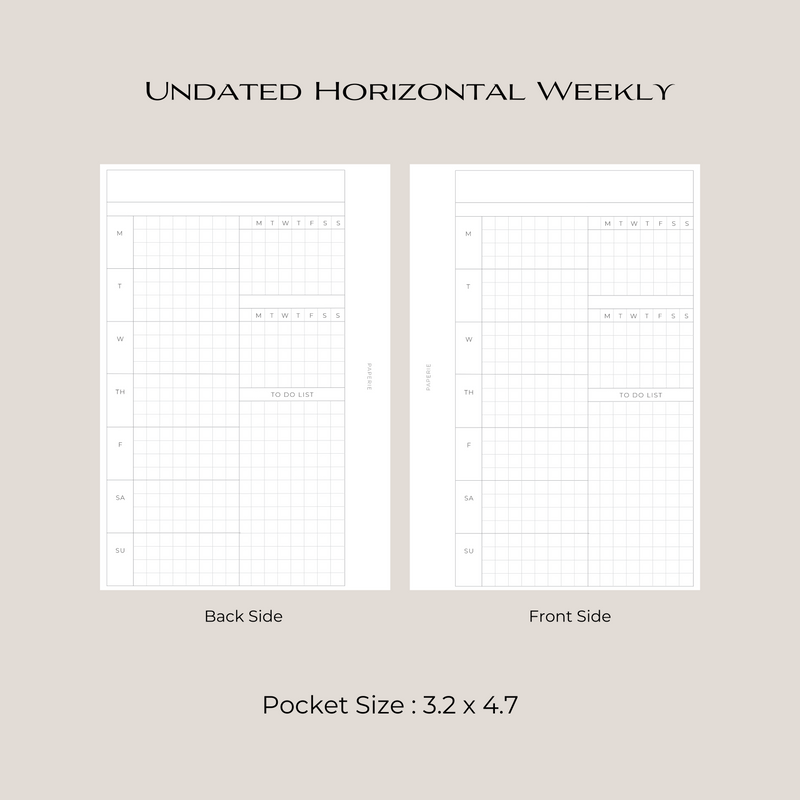 Undated Horizontal Weekly Inserts