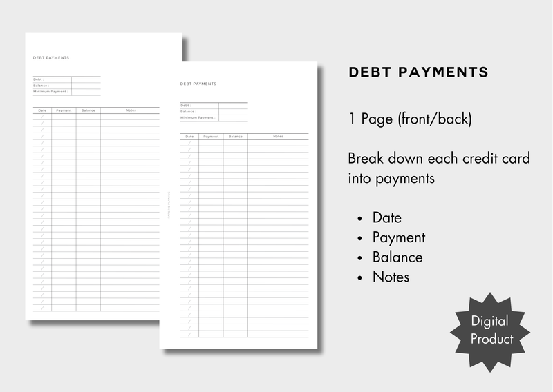 Debt Payments Inserts