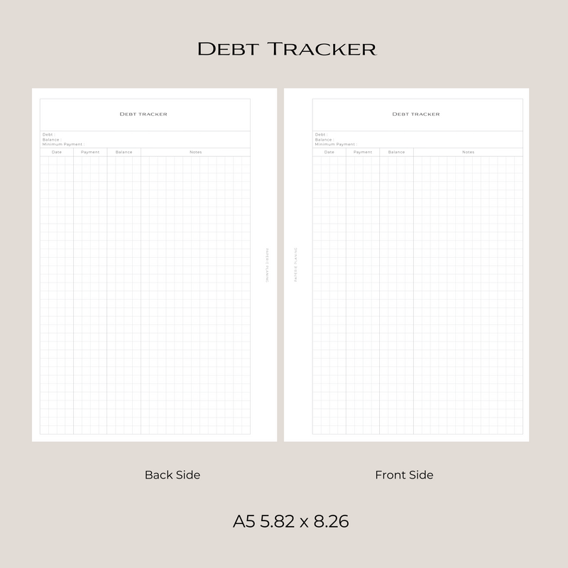 Debt Tracker Inserts