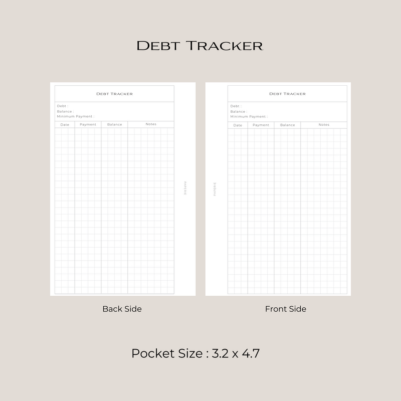 Debt Tracker Inserts