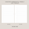 Undated Horizontal Weekly Inserts - List Format