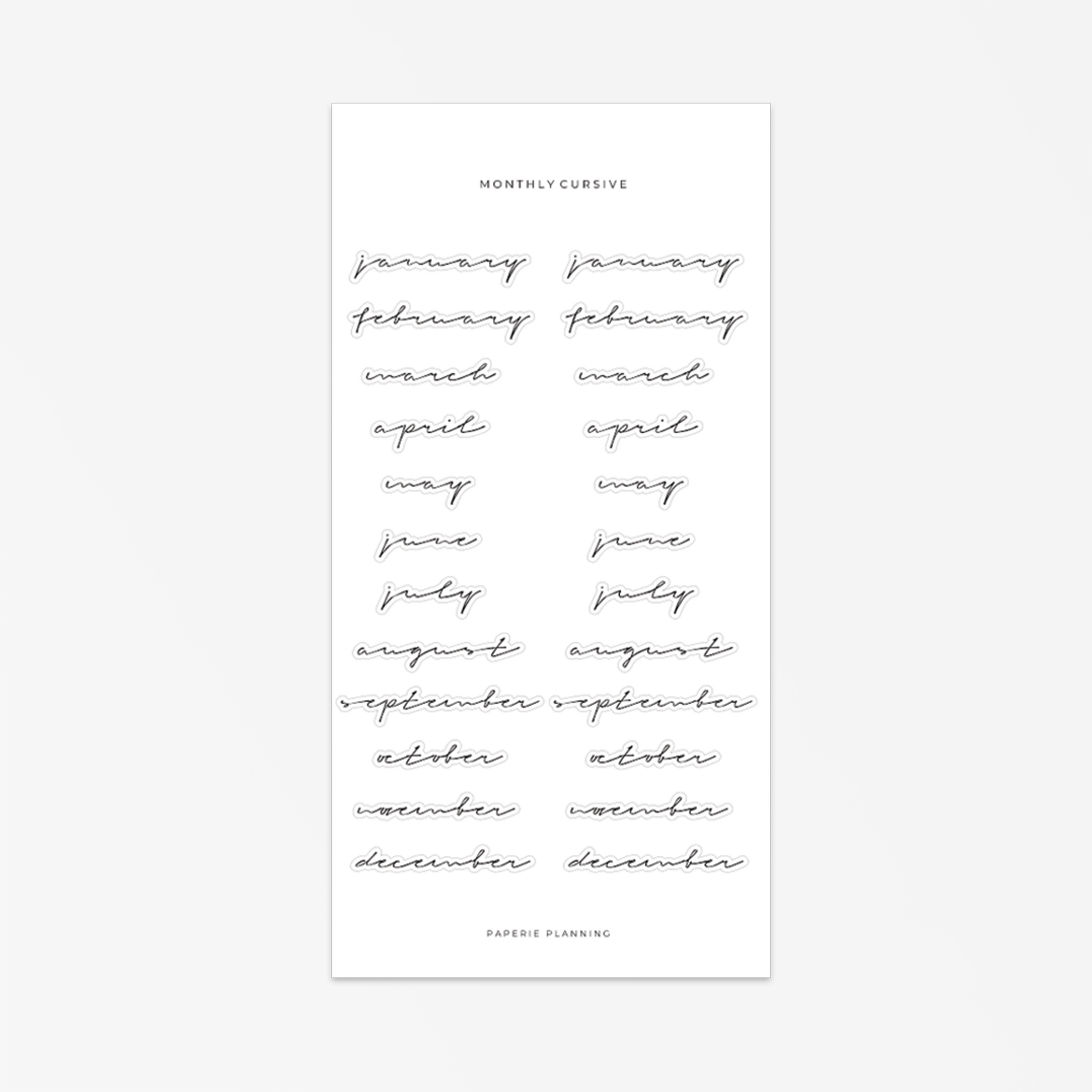 $3 Monthly Cursive Scripts - Abbreviated