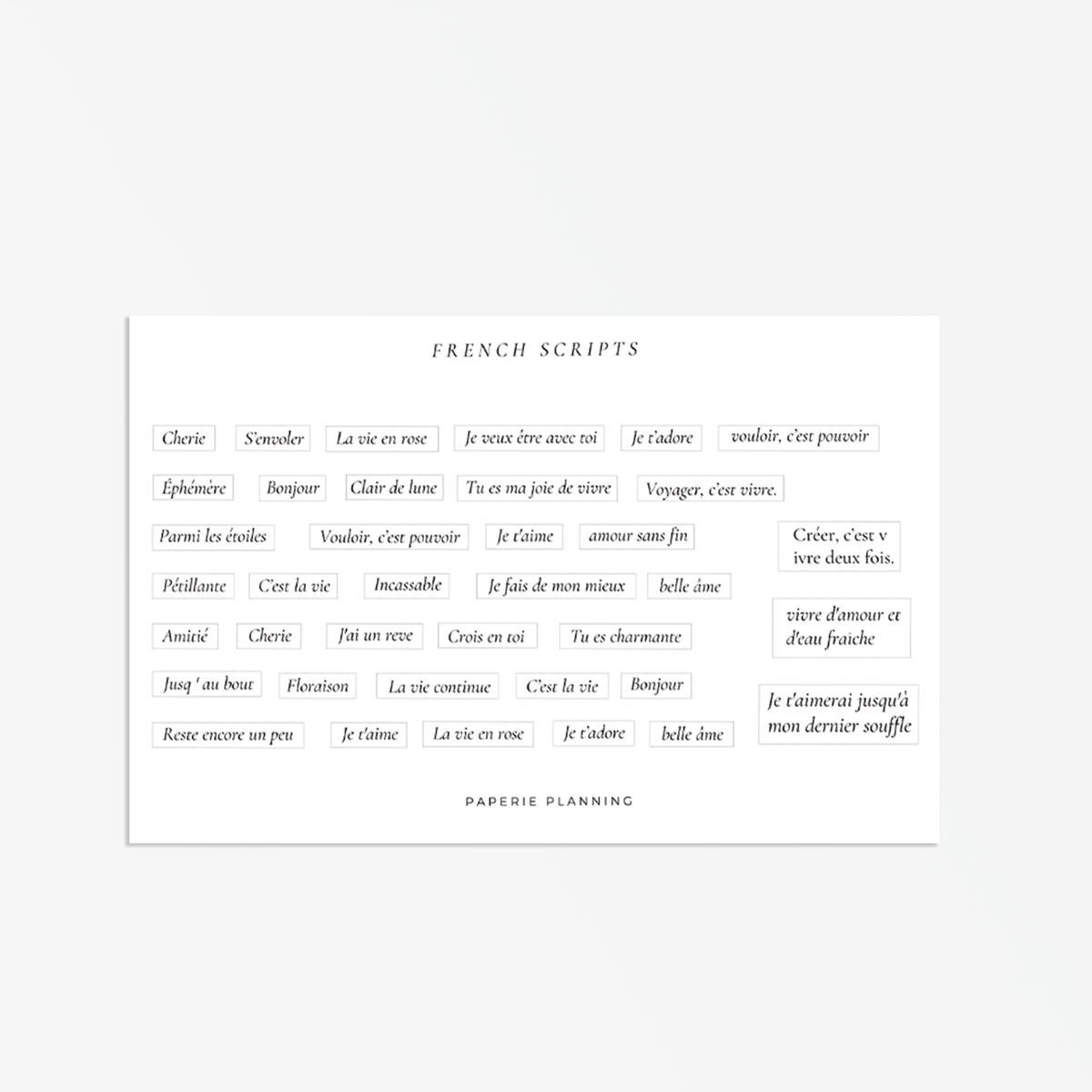 Colonial French Script French Scripts – Paperie Planning