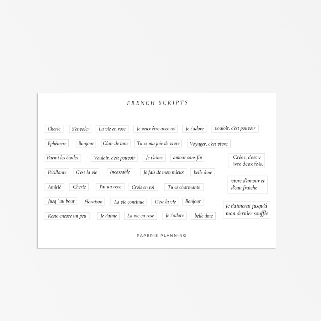 French Scripts – Paperie Planning